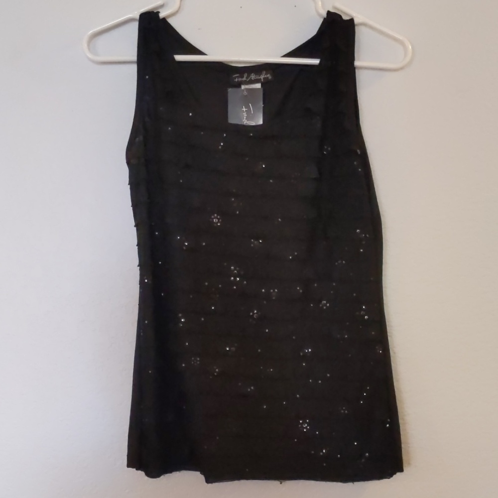 NWT sparkly black sequin ruffle flowy tank top